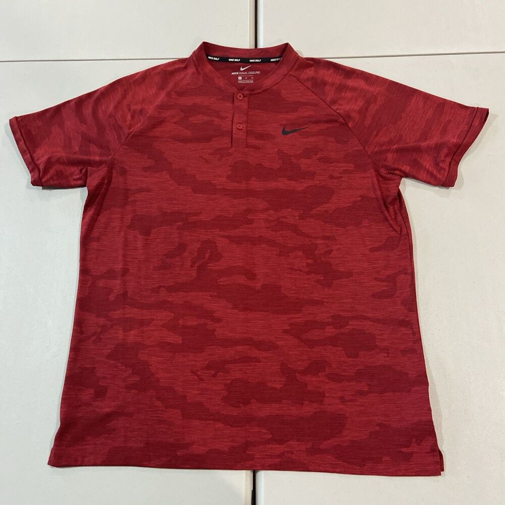 Nike Zonal Cooling Blade Drifit Camo Polo Shirt XL Red 932390 Prep Tennis Men